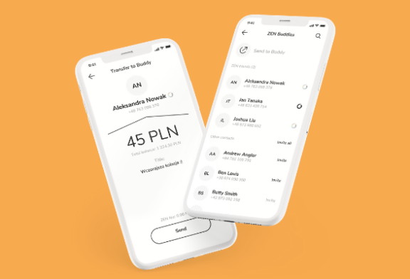 ZEN Buddies umożliwia transfery wewnętrzne pomiędzy użytkownikami aplikacji ZEN w oparciu o ich numery telefonów